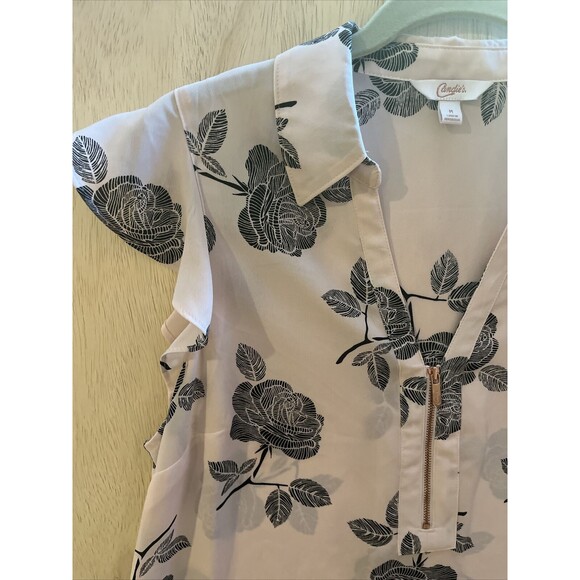 Candies Womens shirt Sleeveless Blouse top Sz M Floral pink Button Down - Picture 3 of 6